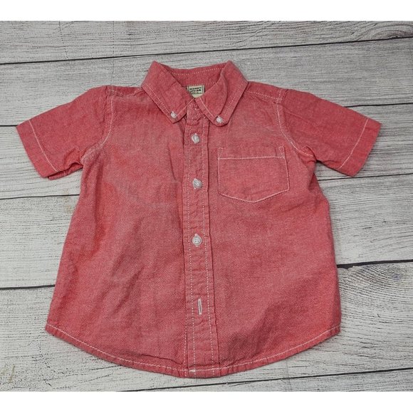 Old Navy Toddler Boys Salmon Button Up Short Sleeve Shirt size 2T - Picture 5 of 6